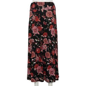 Juniors Black Floral Cinched Maxi Skirt